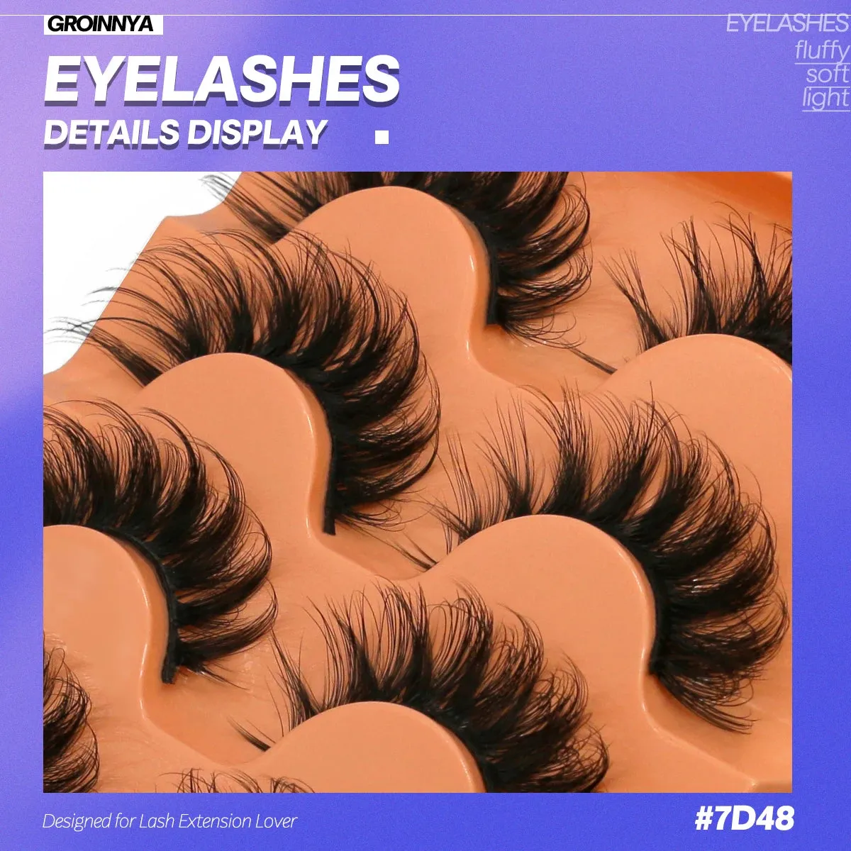 10pcs - 5 Pairs Fluffy Mink Eyelashes Wispy 7D Volume False Thick Soft Curly Lashes Russian Strip Extensions Eye Accessories