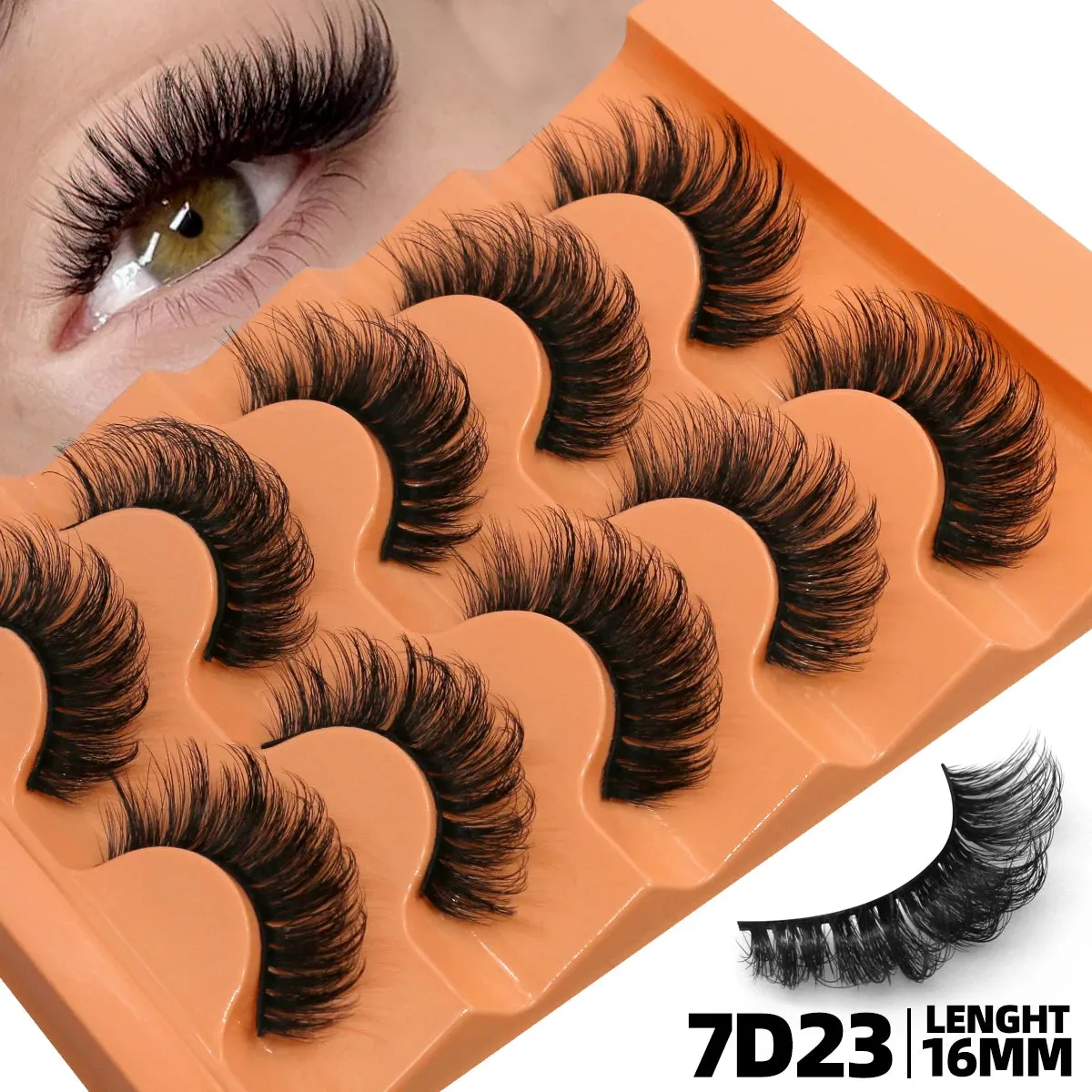 10pcs - 5 Pairs Fluffy Mink Eyelashes Wispy 7D Volume False Thick Soft Curly Lashes Russian Strip Extensions Eye Accessories