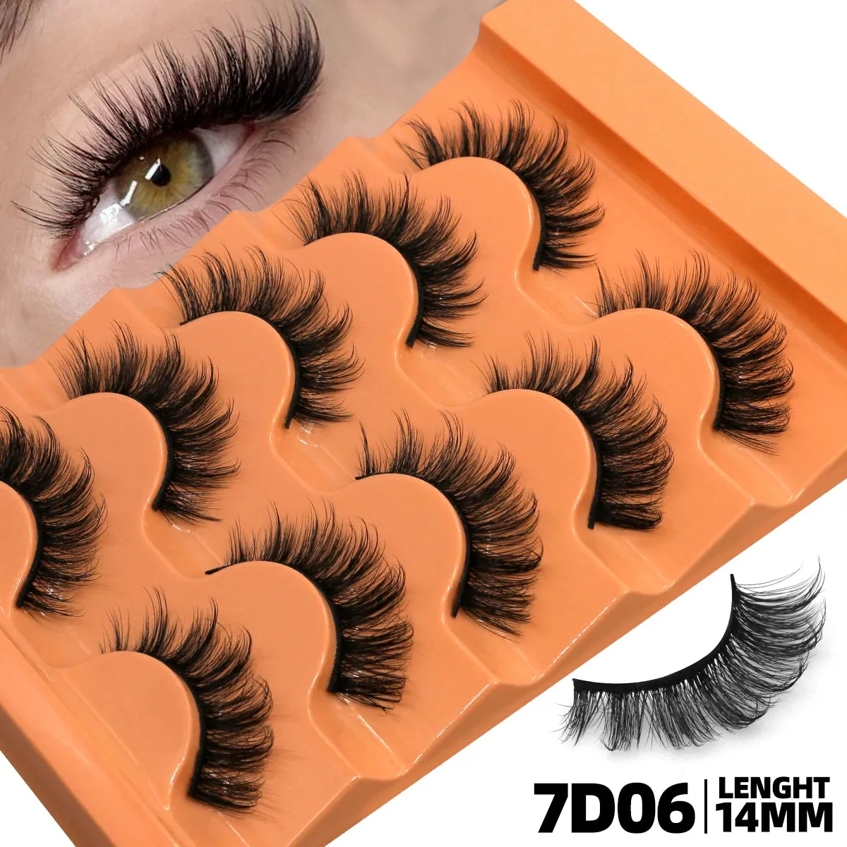 10pcs - 5 Pairs Fluffy Mink Eyelashes Wispy 7D Volume False Thick Soft Curly Lashes Russian Strip Extensions Eye Accessories