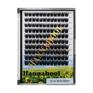 10Rows,Large Pack Grafting Mixed 10-12-14-16mm/14-16-18mm/12-14-16mm Wide Stem Cluster Eyelashes D Curl Individual False Eyelashes Home DIY Eye Lashes Extensions (mixed 12-14-16mm)
