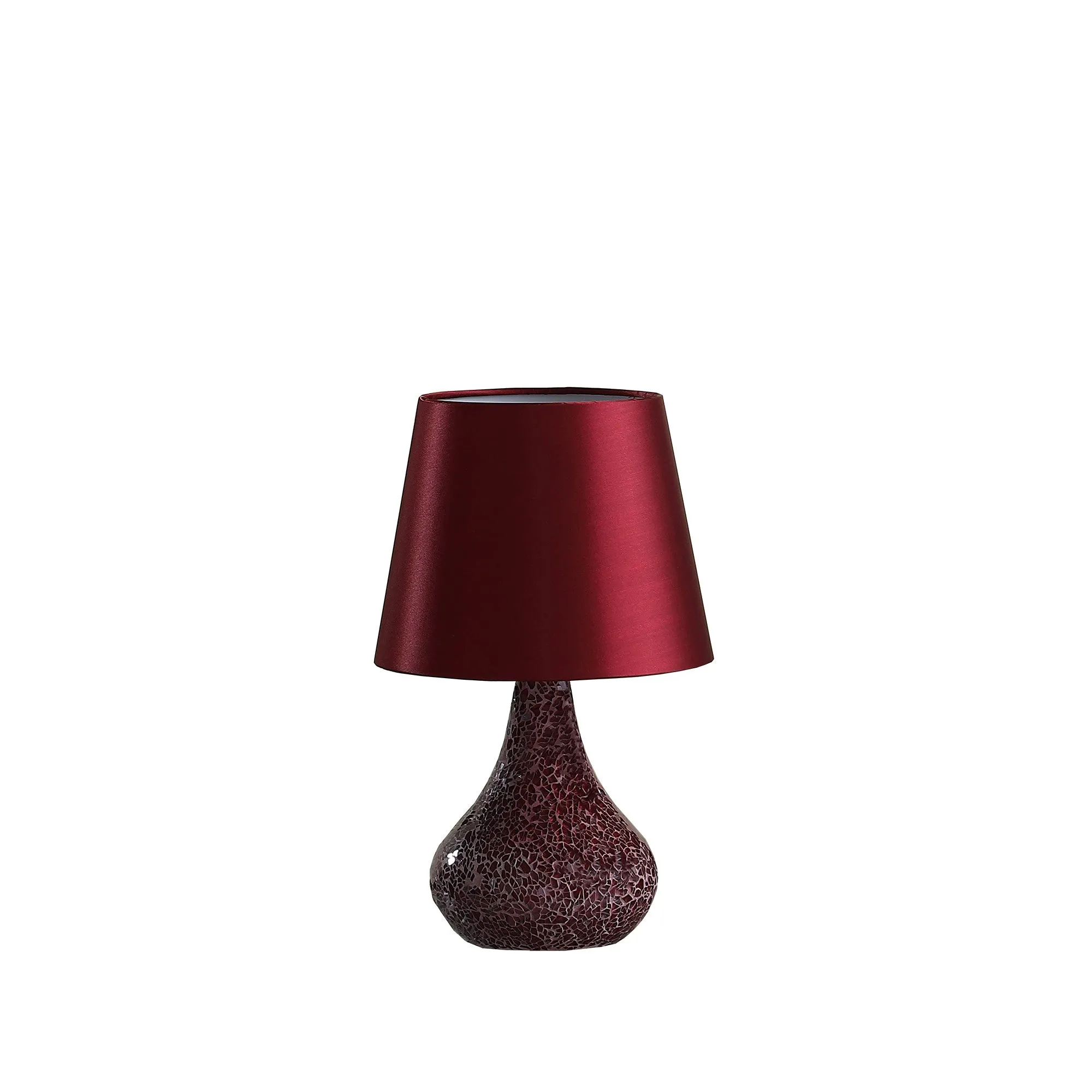 11" Red Resin and Glass Mosaic Crackle Accent Lamp With Burdy Drum Shade