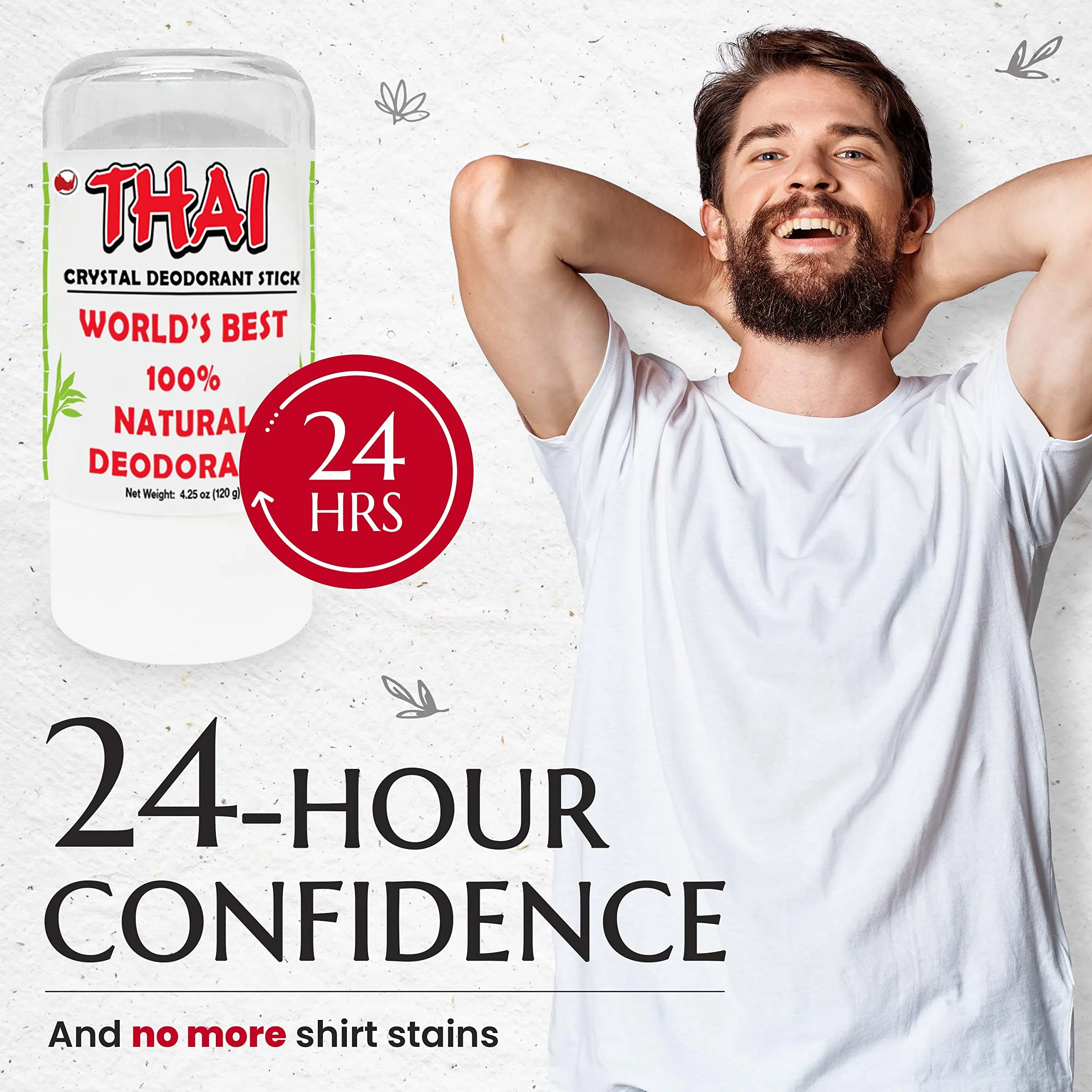 2-PACK Thai Crystal Deodorant Salt Stone - Clinically Tested, Dermatologist Approved - Natural Unscented for Women Men & Teens