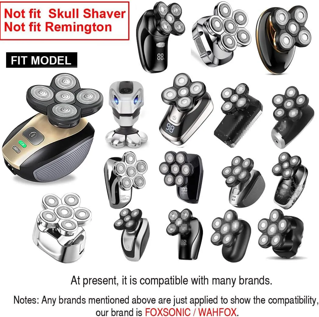 2 Pcs 6 Blades Universal Head Shaver replacement Heads for Head Shaver, Electric shaver replacement blades,
