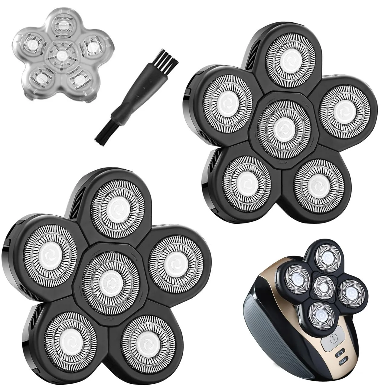 2 Pcs 6 Blades Universal Head Shaver replacement Heads for Head Shaver, Electric shaver replacement blades,