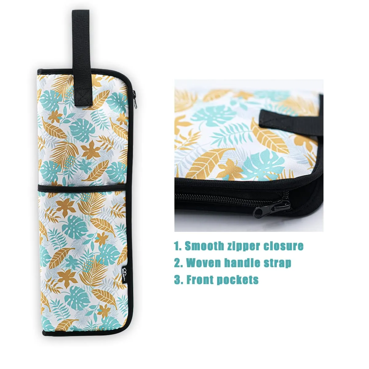 2 Pieces Hair Flat Iron Case Holder Canvas Bag Heat Resistant Curling Iron Silicone Straightener Holder Mat for Hair Tools Curling Iron Organizer Bag (Black check)