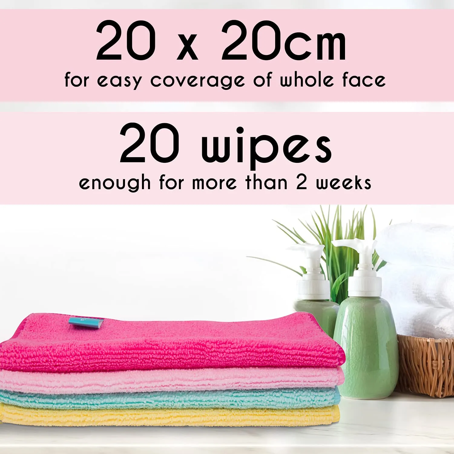 20 x Microfibre Makeup Remover Wipes with Laundry Bag by Green Face Co | Reusable Soft Facial Cloths for Beauty Routine | Great Make Up Removing Towel or Cleansing Cloth