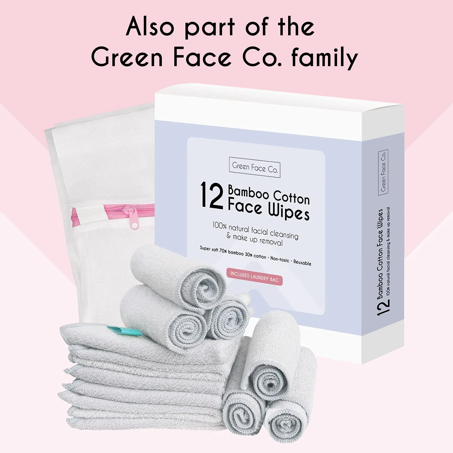 20 x Microfibre Makeup Remover Wipes with Laundry Bag by Green Face Co | Reusable Soft Facial Cloths for Beauty Routine | Great Make Up Removing Towel or Cleansing Cloth