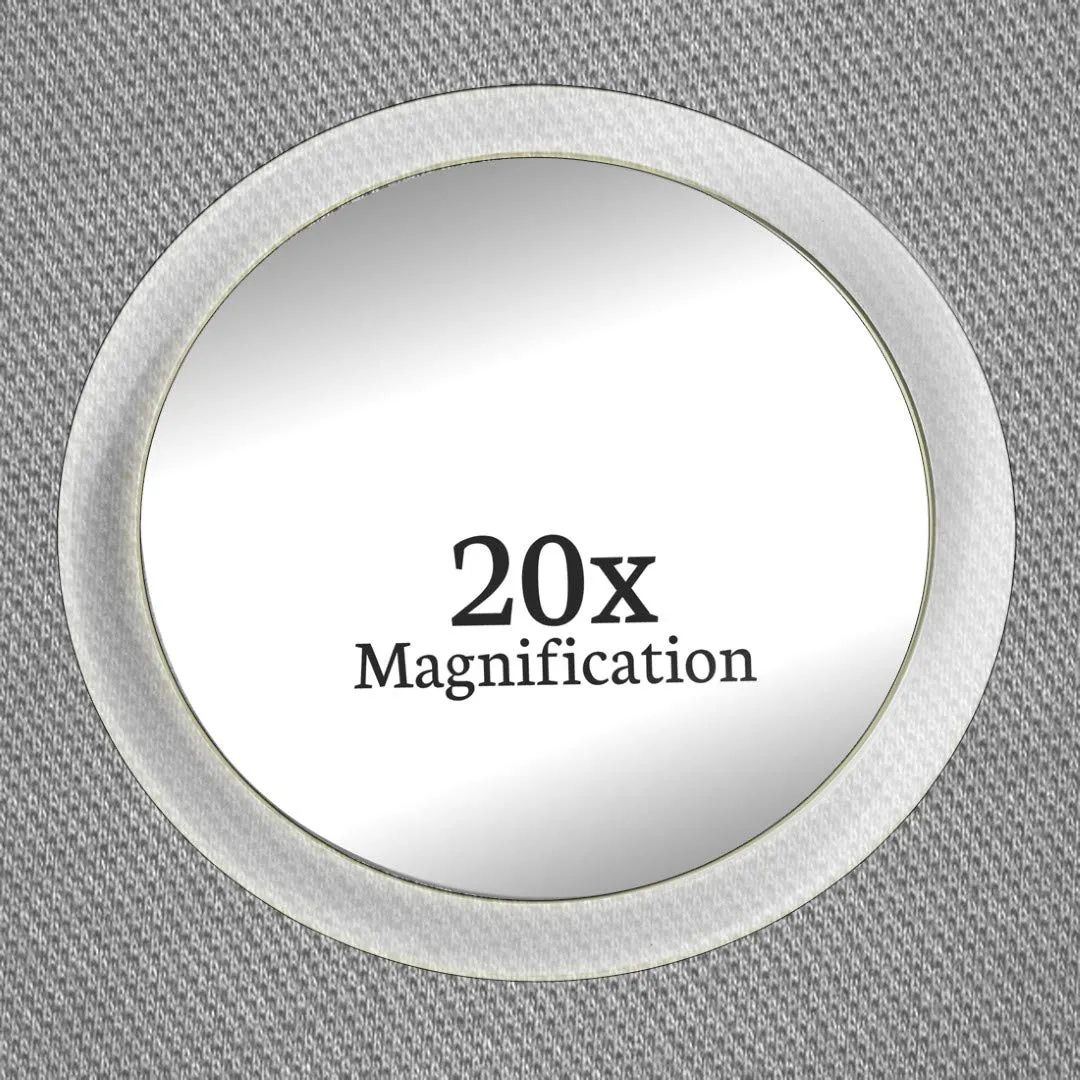 20X & 15X Magnifying Mirror Set Combo with 3 Suction Cups Each - Compact & Travel Ready - 6-Inch & 4-Inch Wide 15X & 20X Spot Magnifying Mirror Set