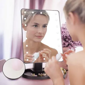 22 LED Lighted Vanity Touch Screen  360° Rotating Cosmetic Makeup LED Mirrors