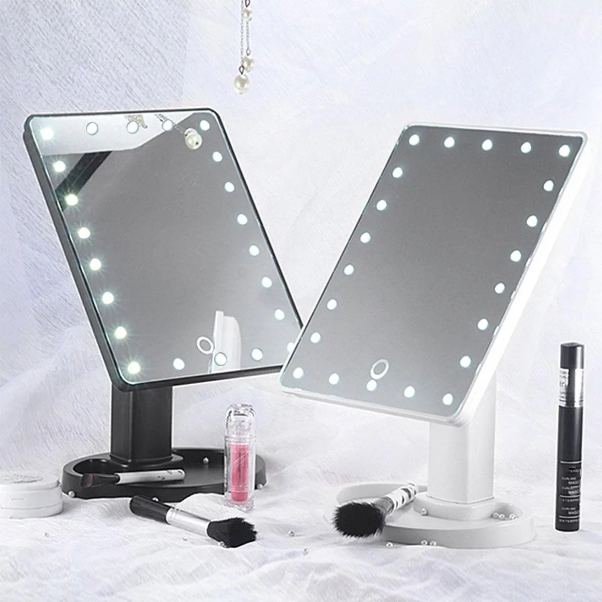 22 LED Lighted Vanity Touch Screen  360° Rotating Cosmetic Makeup LED Mirrors