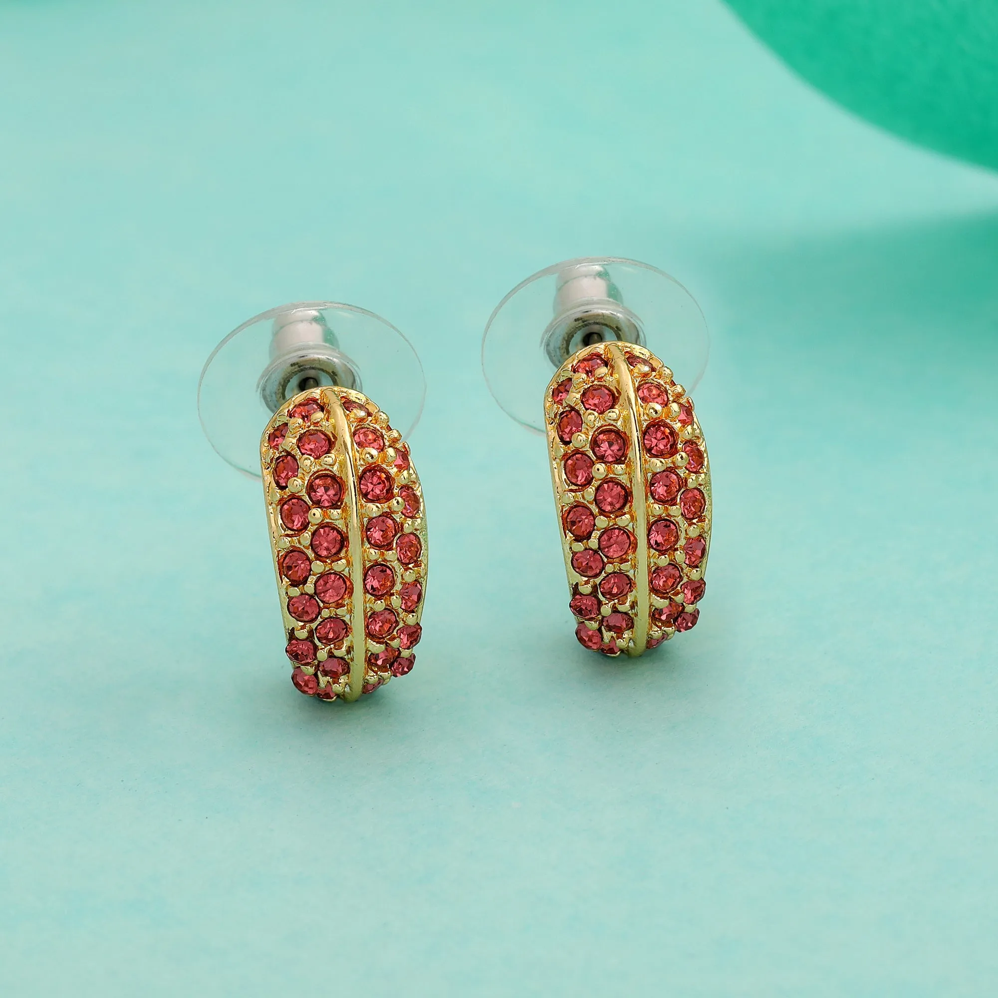 24Kt Gold Plated Candy Earring With Orange Crystals