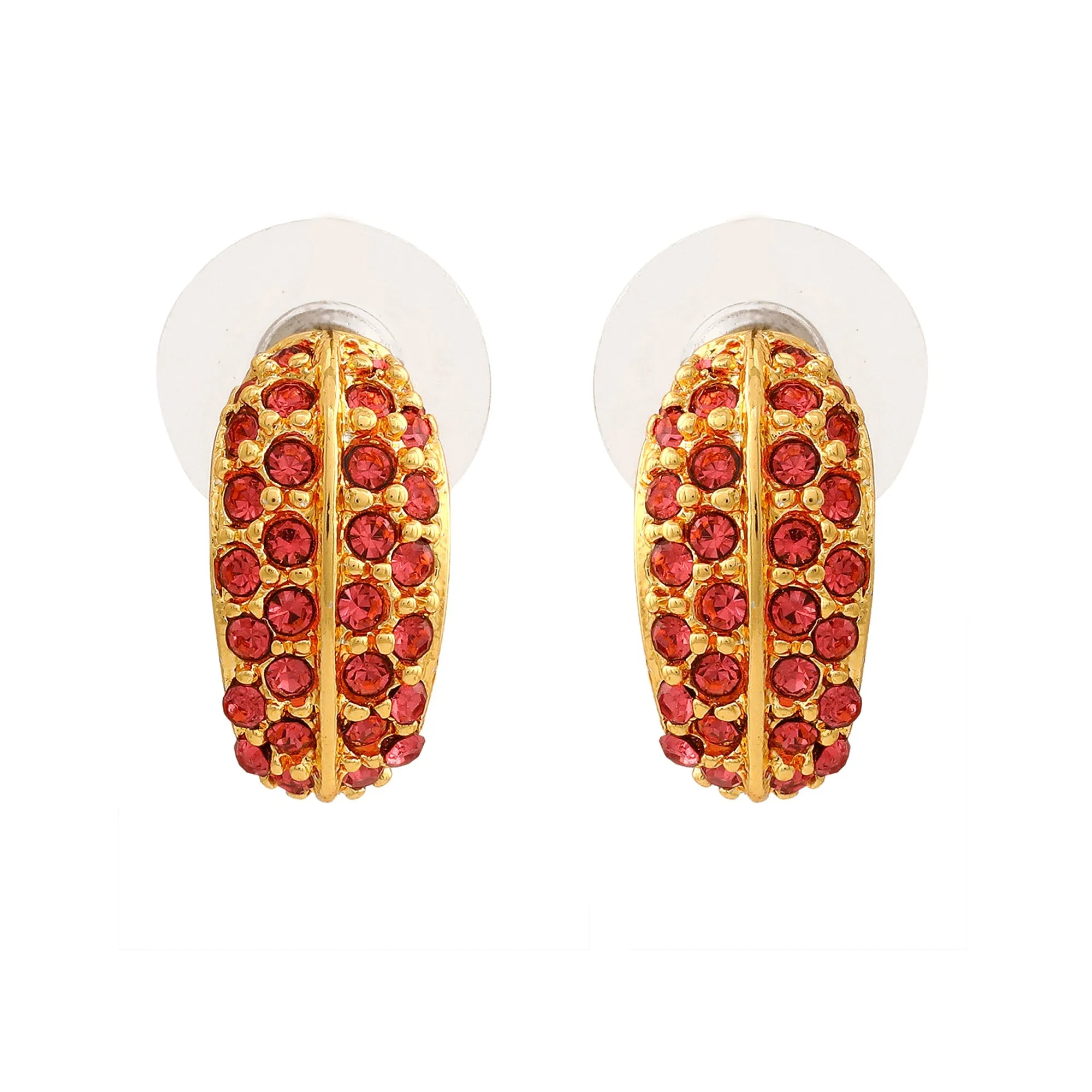 24Kt Gold Plated Candy Earring With Orange Crystals