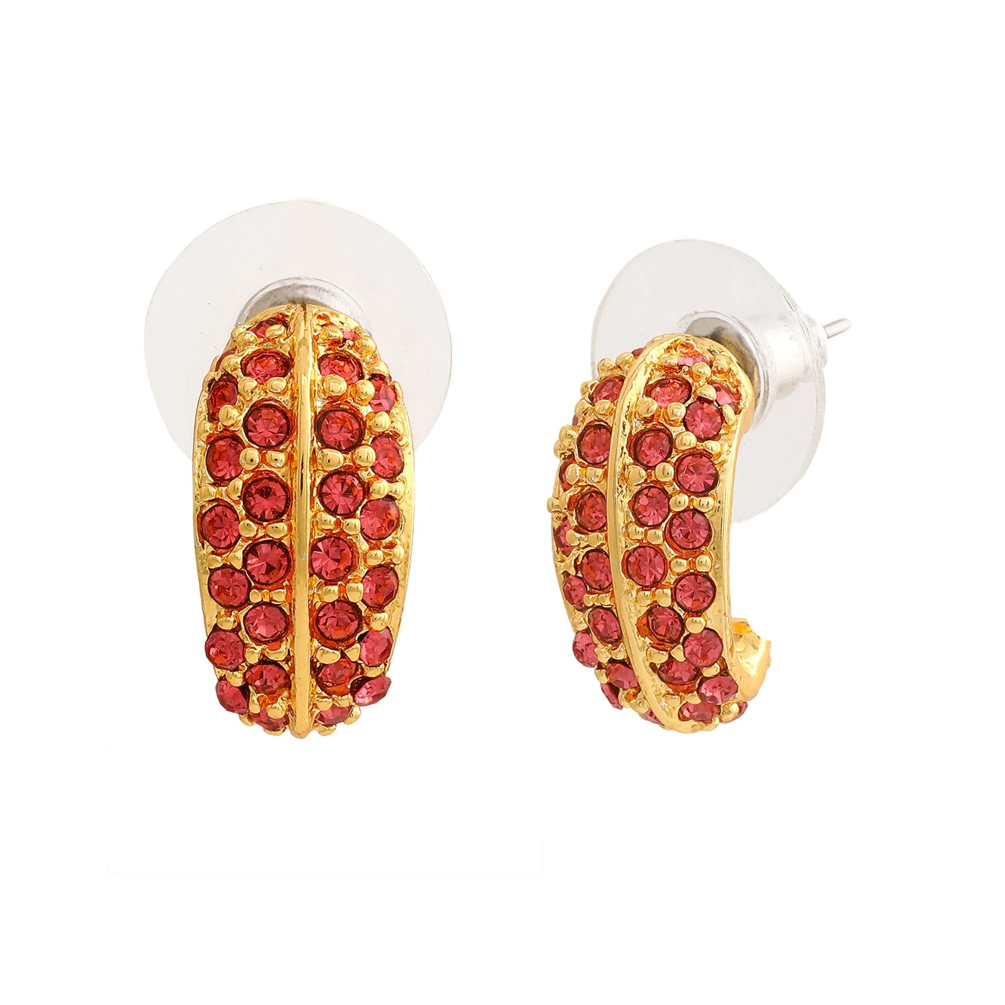 24Kt Gold Plated Candy Earring With Orange Crystals