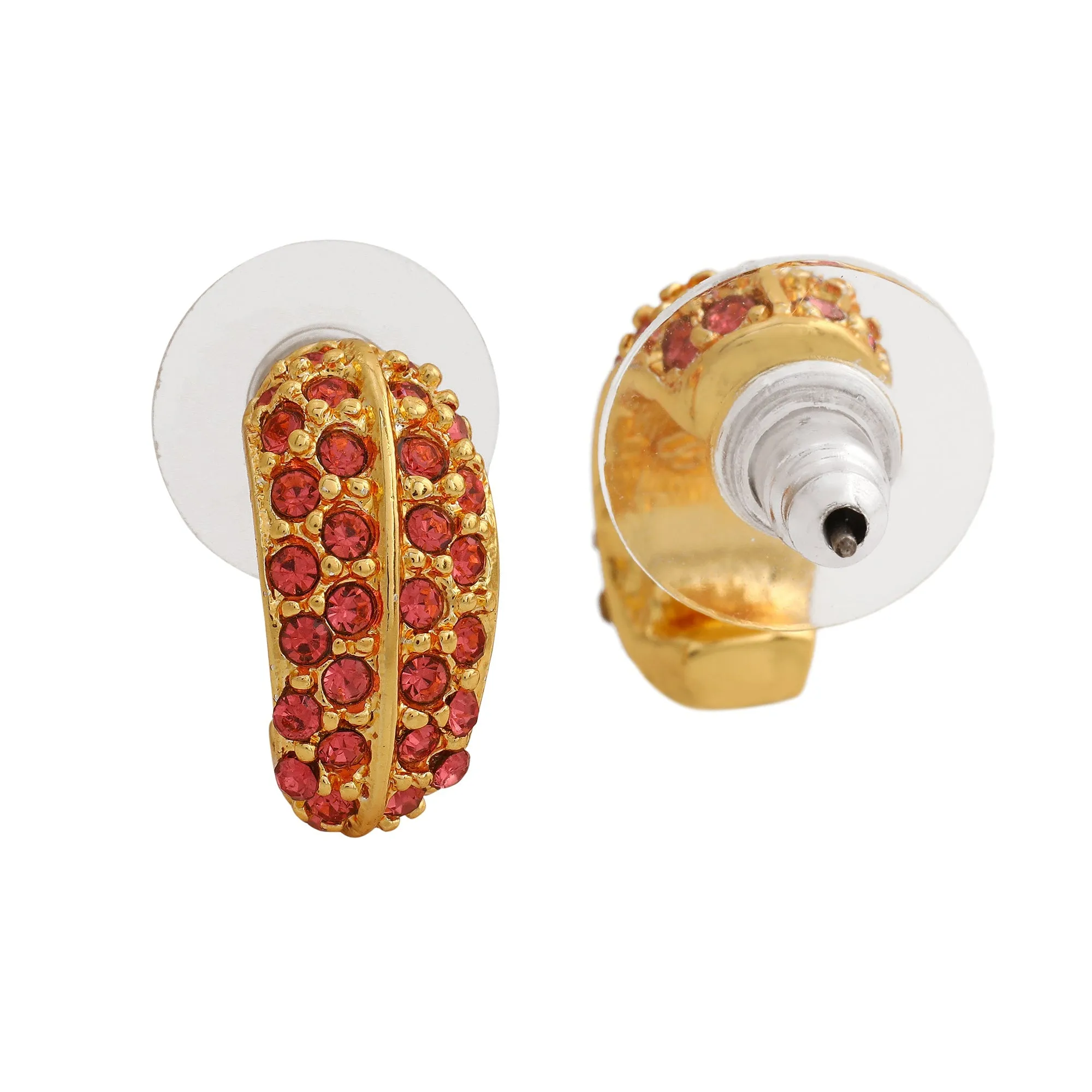 24Kt Gold Plated Candy Earring With Orange Crystals