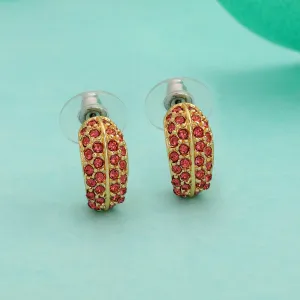 24Kt Gold Plated Candy Earring With Orange Crystals