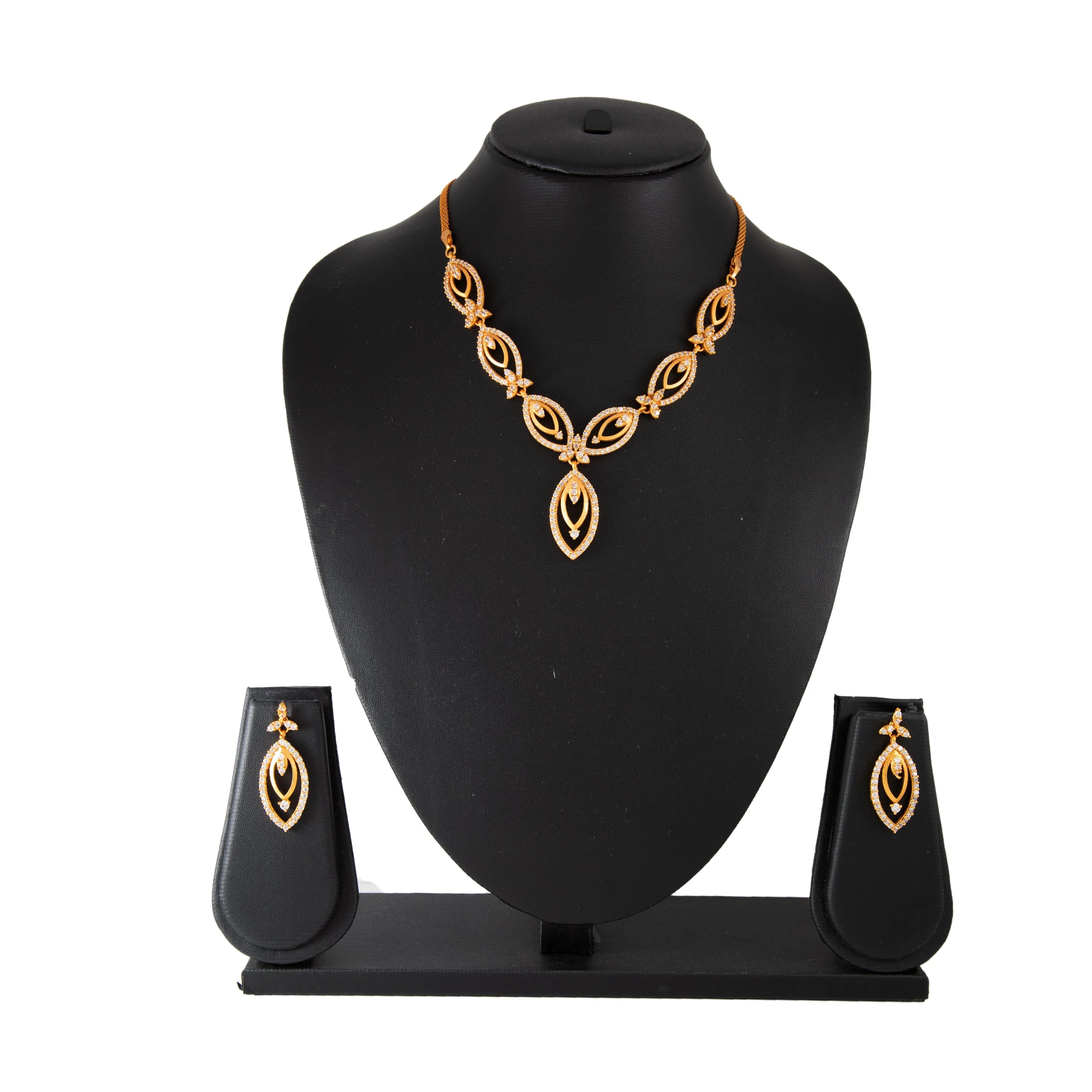 24Kt Gold Plated Necklace Set With American Diamond Crystals For Women