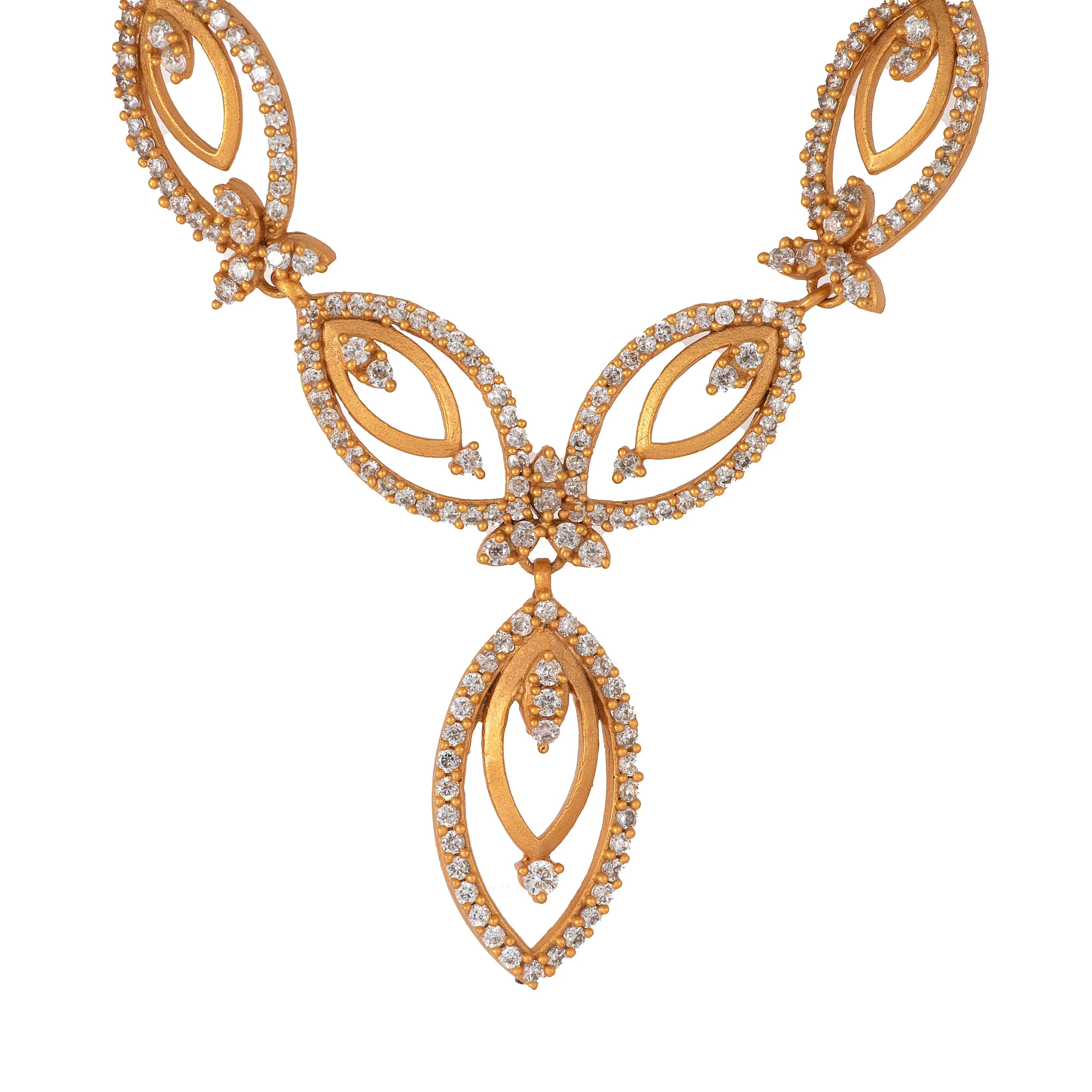 24Kt Gold Plated Necklace Set With American Diamond Crystals For Women