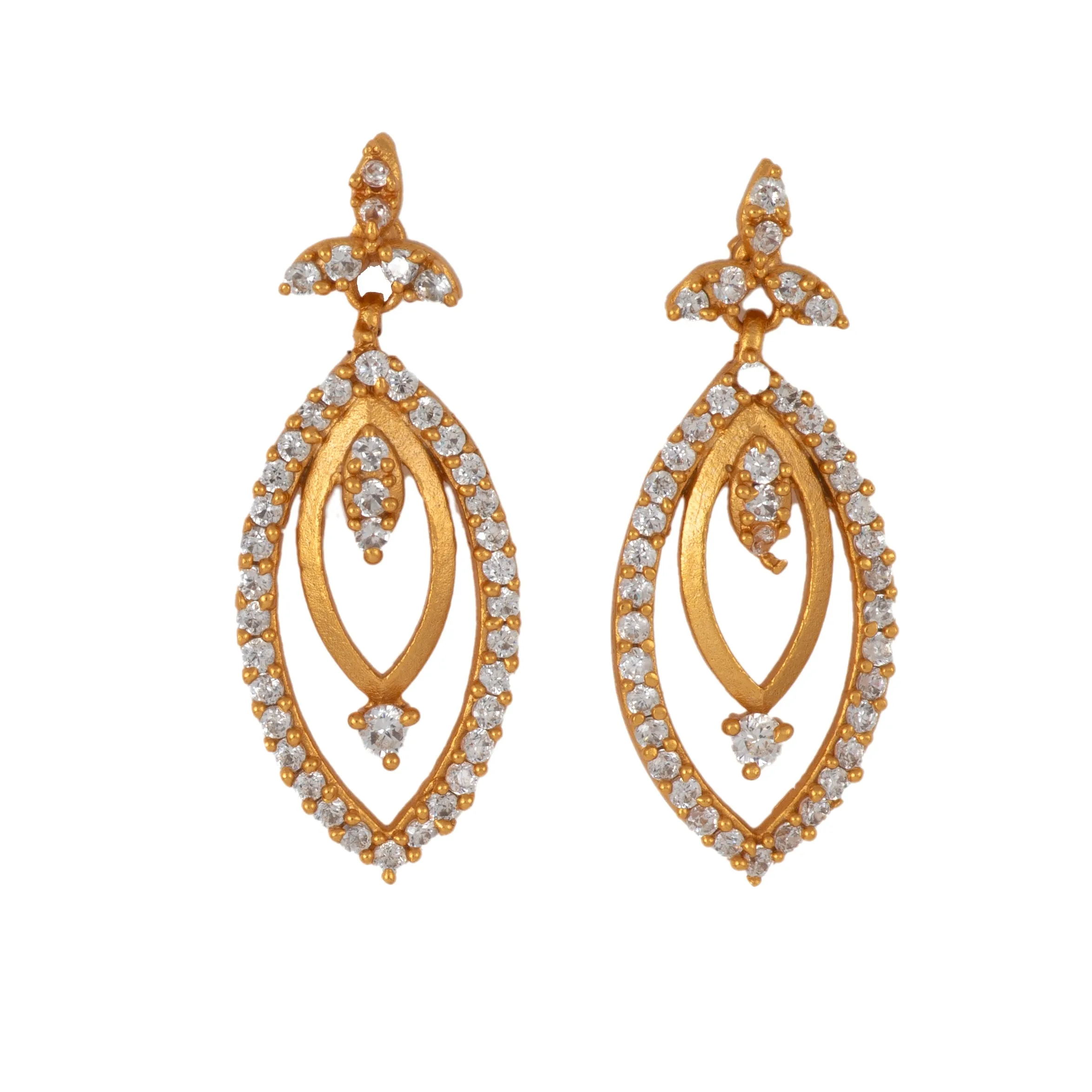 24Kt Gold Plated Necklace Set With American Diamond Crystals For Women
