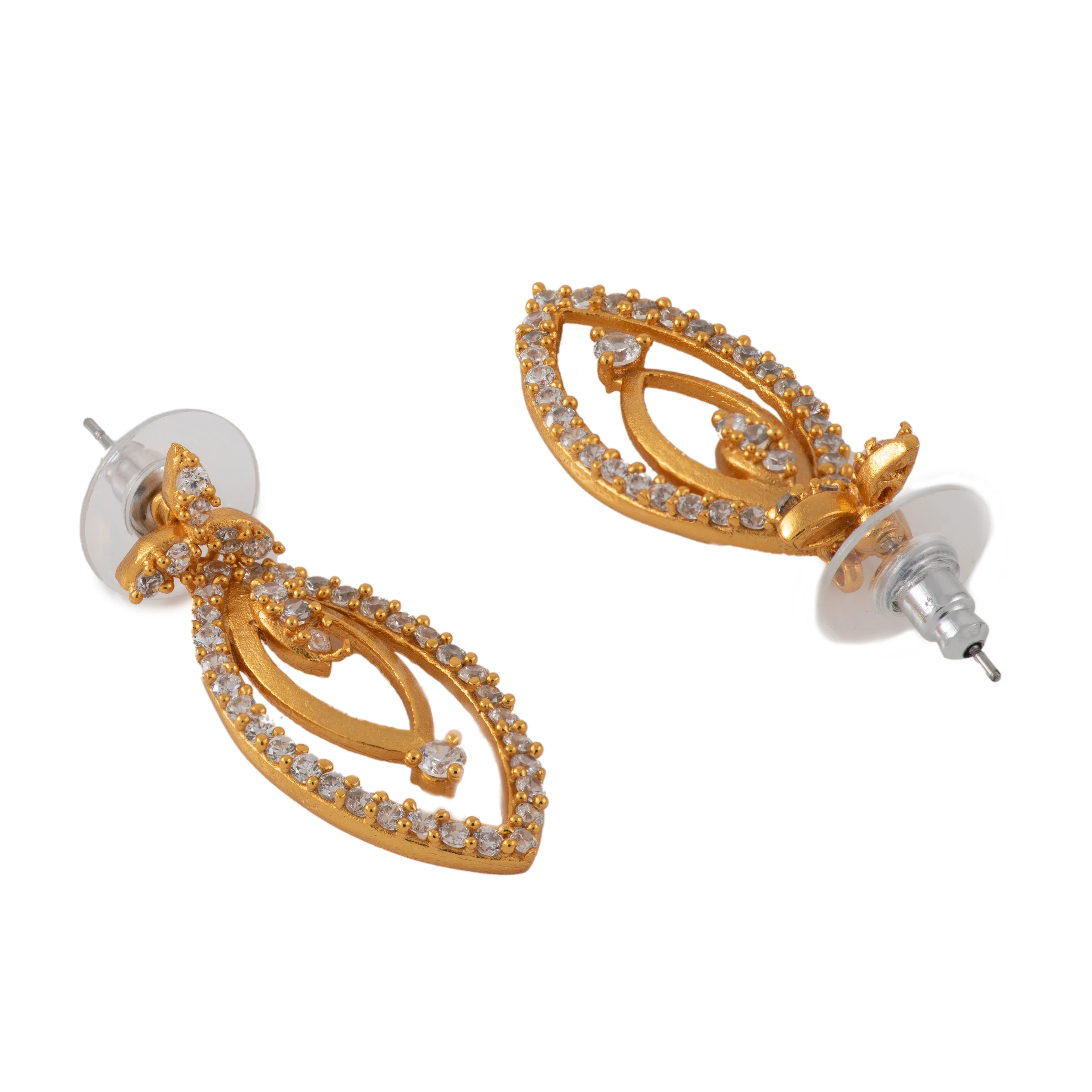 24Kt Gold Plated Necklace Set With American Diamond Crystals For Women