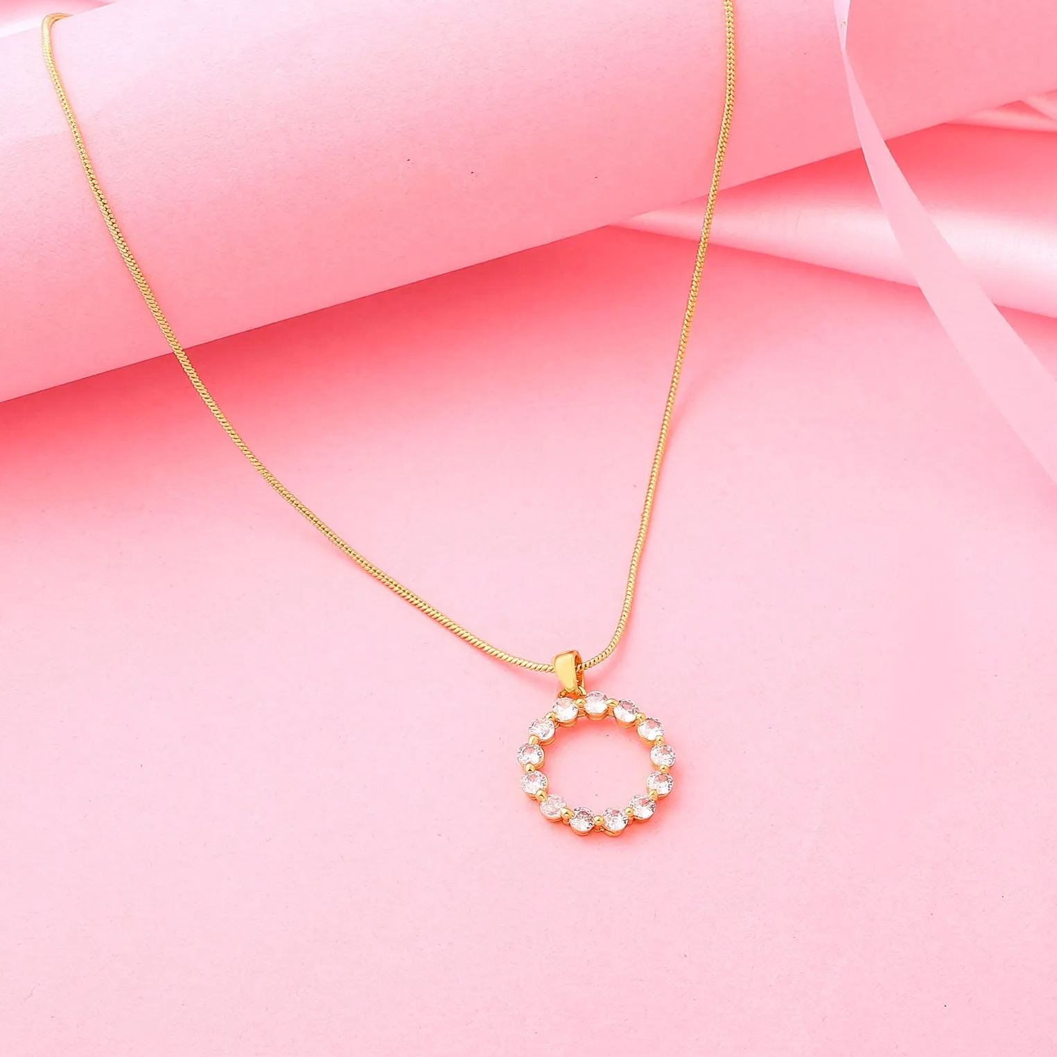 24Kt Gold Plated Trendy Candy Pendant With Fancy White Crystals For Women
