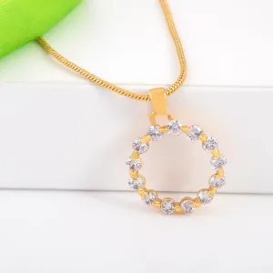 24Kt Gold Plated Trendy Candy Pendant With Fancy White Crystals For Women