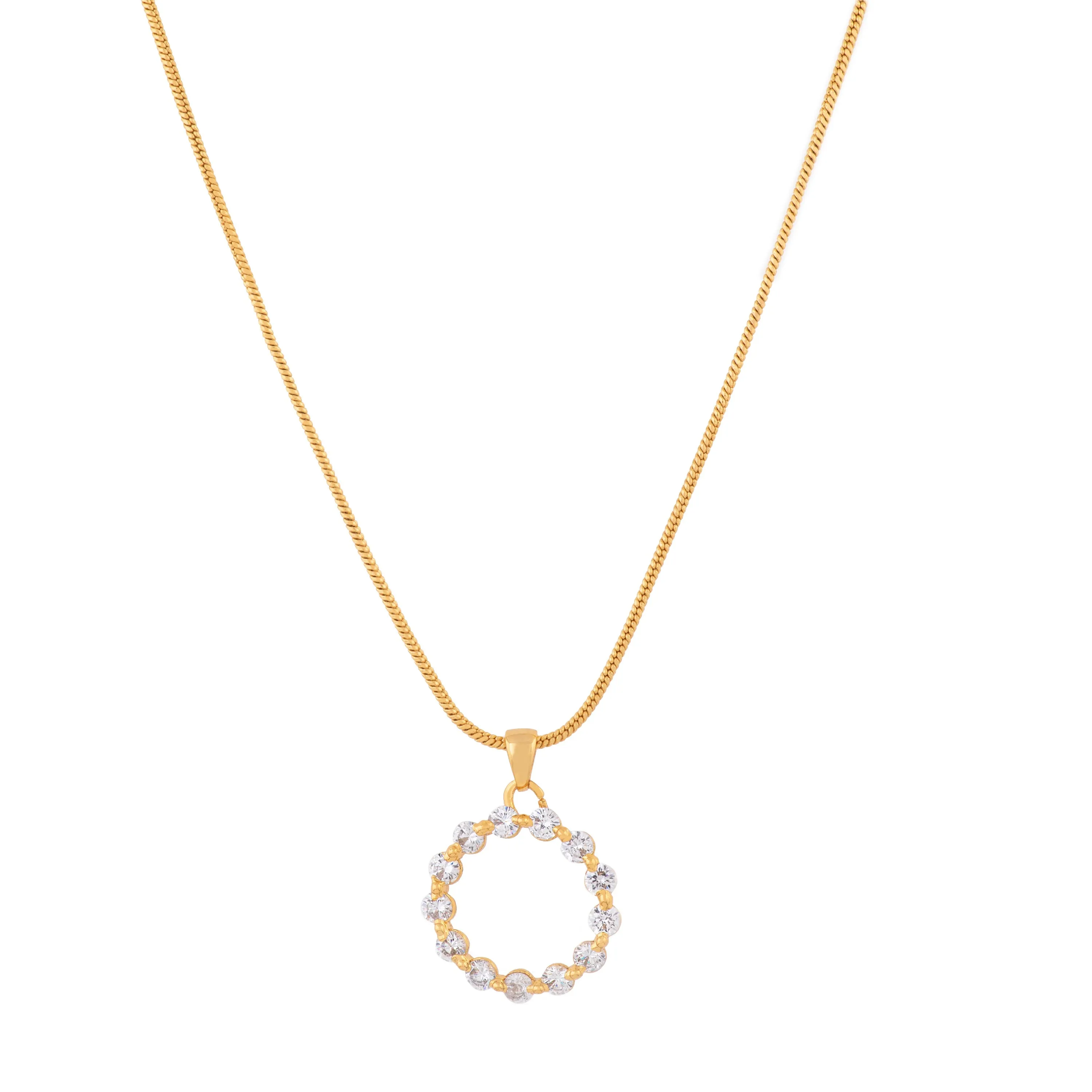 24Kt Gold Plated Trendy Candy Pendant With Fancy White Crystals For Women