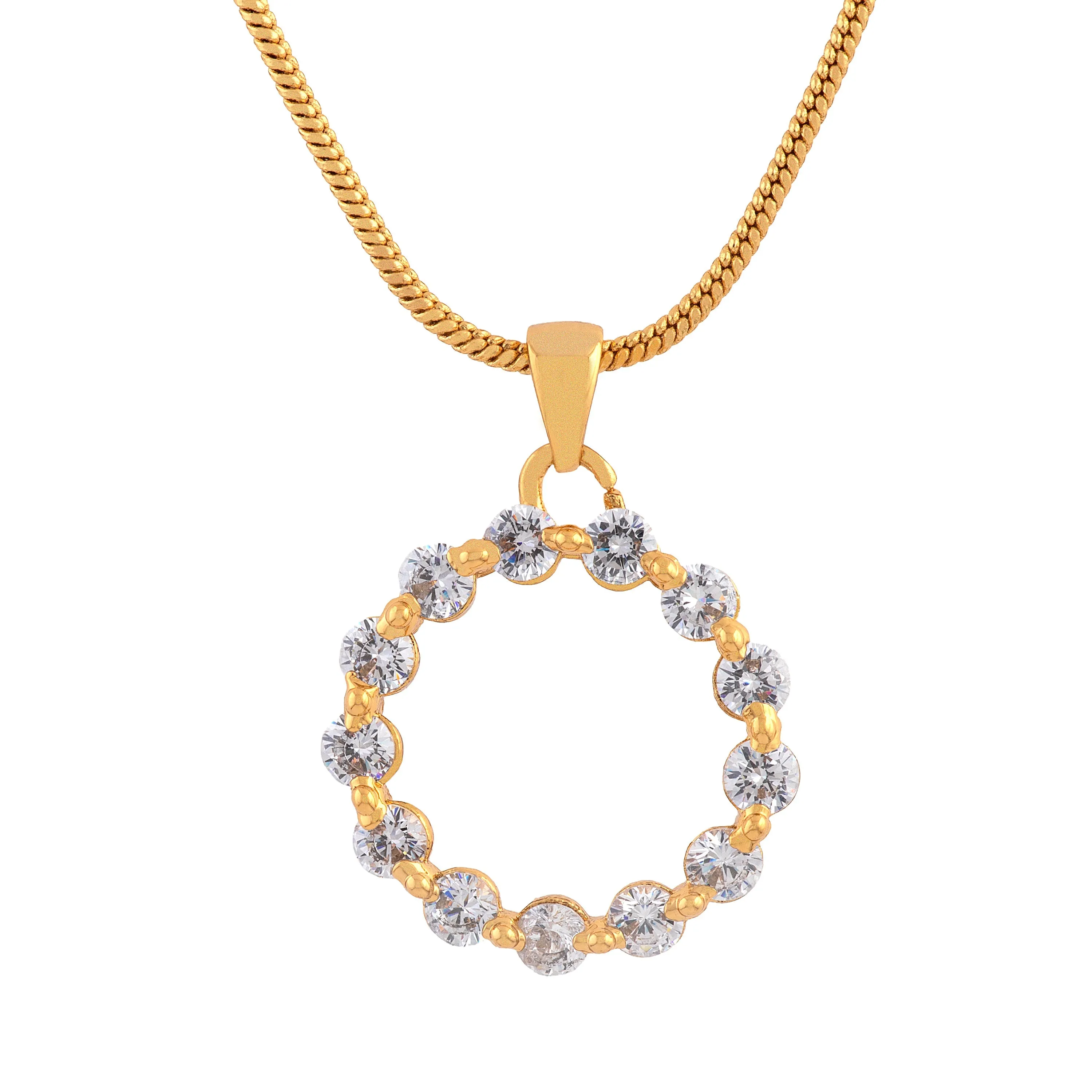 24Kt Gold Plated Trendy Candy Pendant With Fancy White Crystals For Women