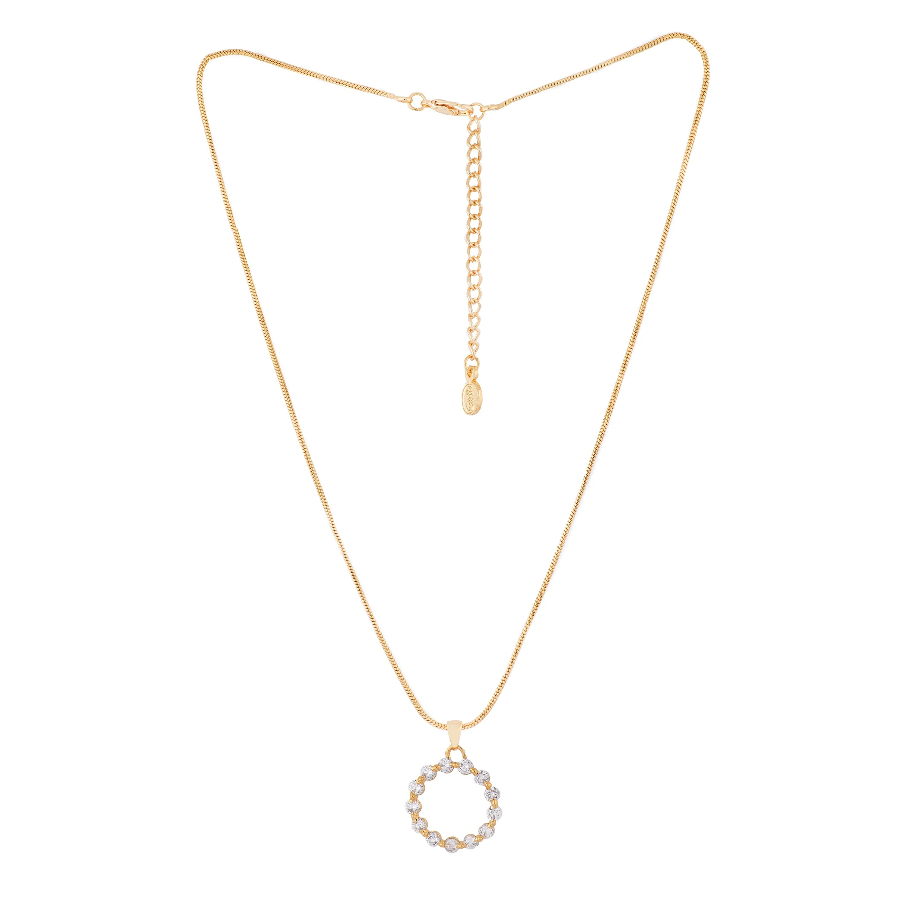 24Kt Gold Plated Trendy Candy Pendant With Fancy White Crystals For Women