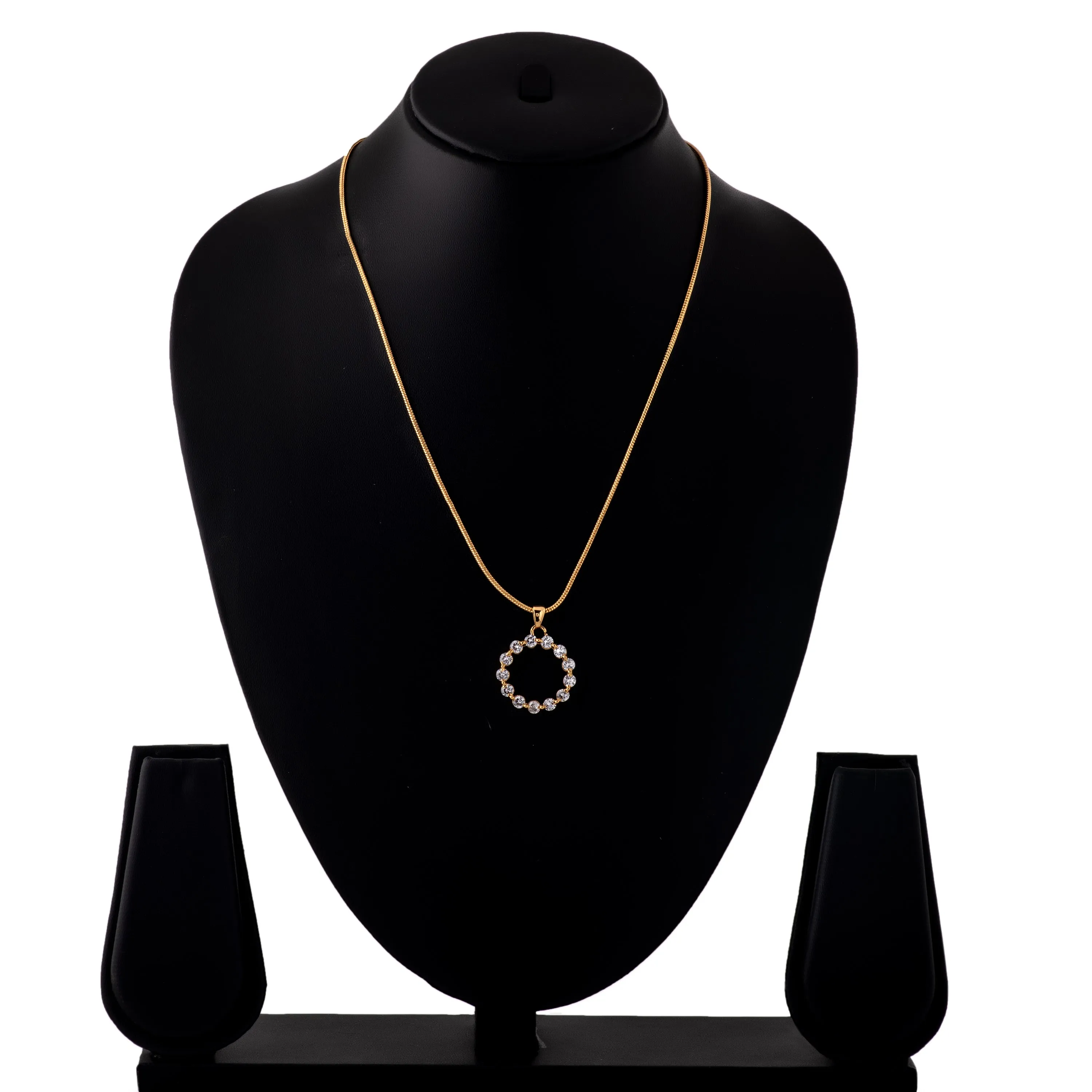 24Kt Gold Plated Trendy Candy Pendant With Fancy White Crystals For Women