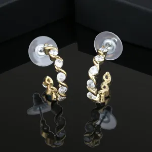24Kt Gold Plated White Cz Hoop Earrings