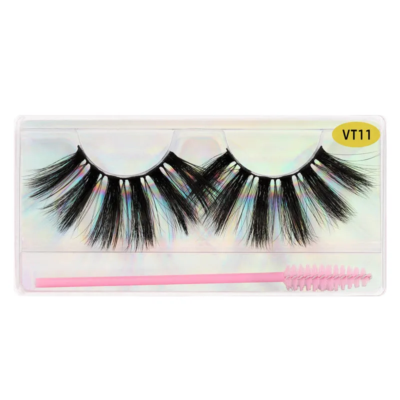25MM Faux Mink Lashes Colorful Box With Lash Brush VT11
