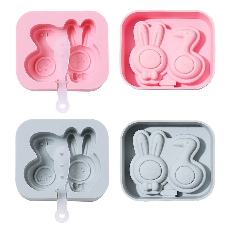 2PC Rabbit Duck Silicone Ice Cream Mold Homemade DIY Ice Cream Cheese Popsicle