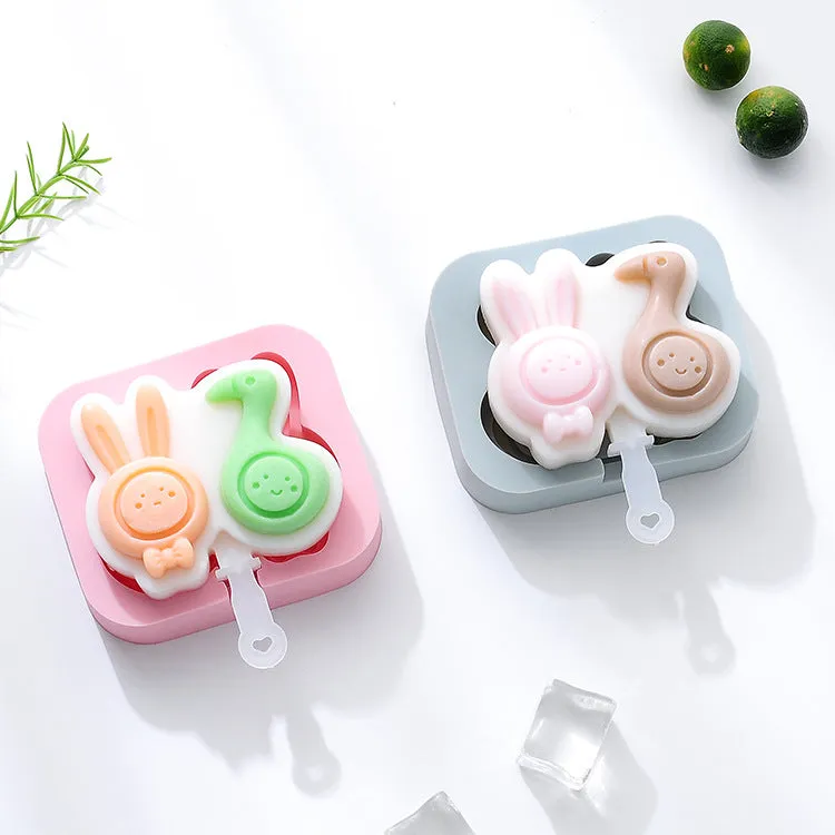 2PC Rabbit Duck Silicone Ice Cream Mold Homemade DIY Ice Cream Cheese Popsicle