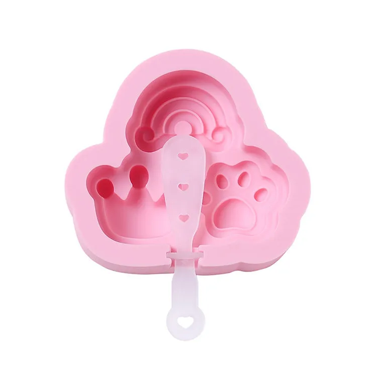 2PC Silicone Mold Cat's Paw Rainbow Crown Silicone Ice Cream Mold Popsicle