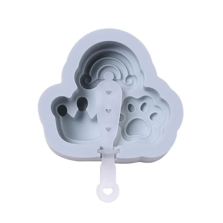 2PC Silicone Mold Cat's Paw Rainbow Crown Silicone Ice Cream Mold Popsicle