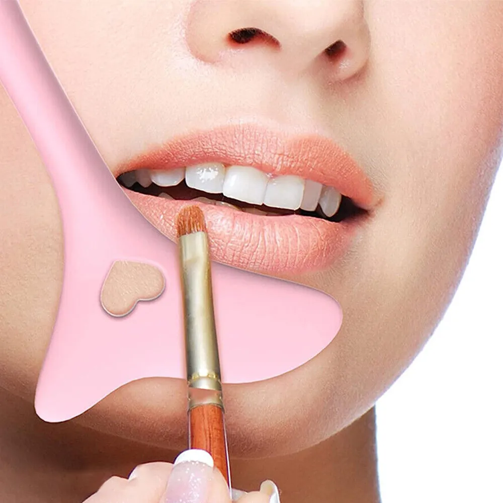 2Pcs Silicone Eyeliner Lipstick Drawing Aids Multi-function Makeup Tools Guide Tool Pink