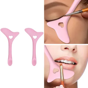2Pcs Silicone Eyeliner Lipstick Drawing Aids Multi-function Makeup Tools Guide Tool Pink