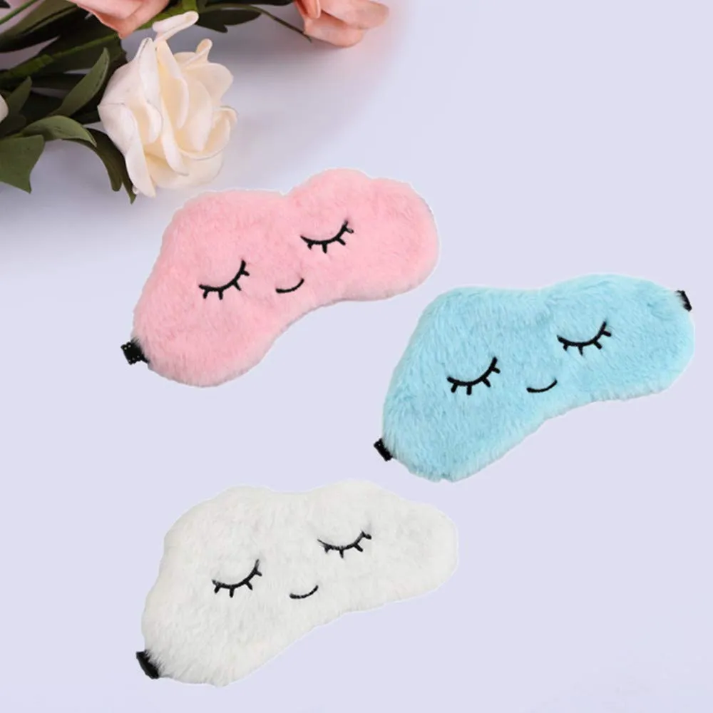 3 Pcs Cloud Eye Mask Soft Sleeping Traveling Mask Fluffy Breathable Cartoon Eyeshade for Kids Adult Women （3 Colors）