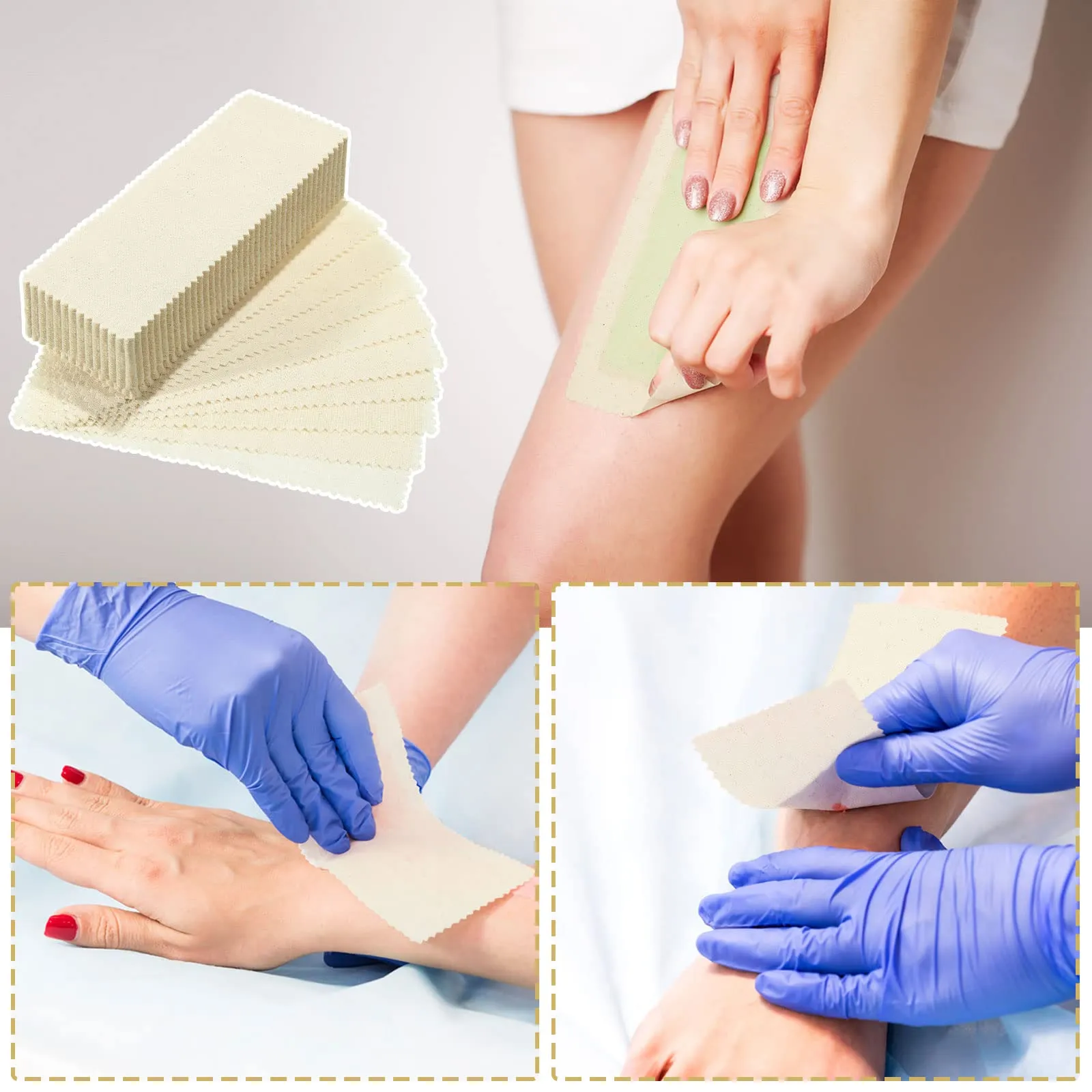 300 Pcs Natural Muslin Epilating Face Wax Strips Hair Removal Eyebrow Precut Waxing Strips Body Facial Cotton Wax Cloth Strip for Women Men (4 x 1.5 Inch)