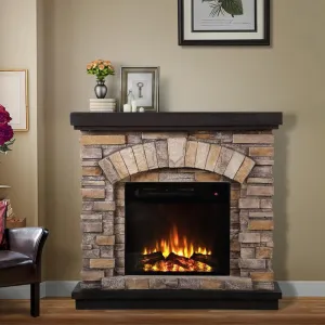 36 in. Freestanding Electric Fireplace in Tan