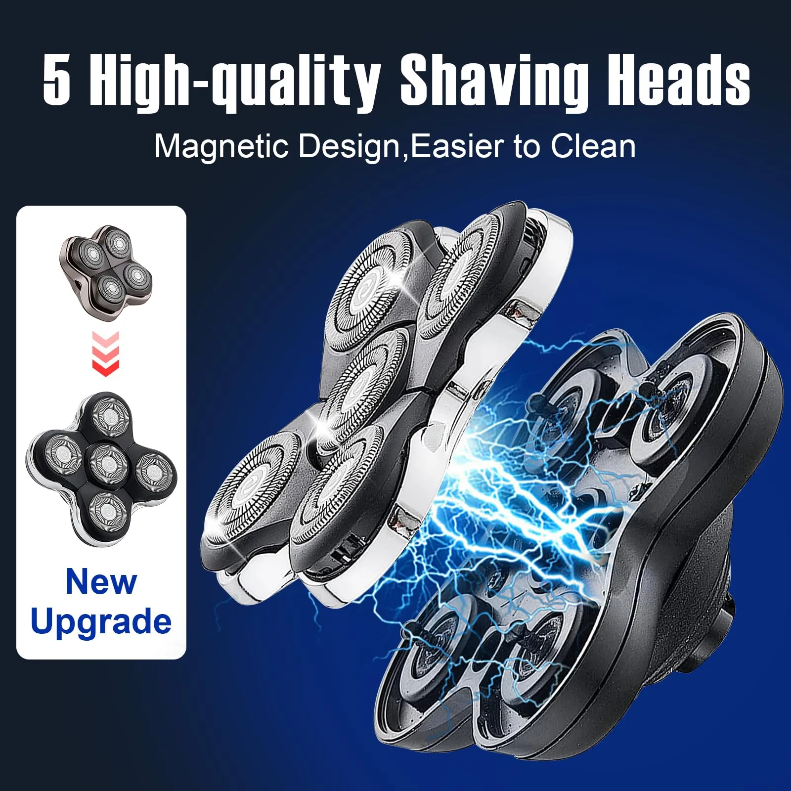 5 Blade Replacement Shaver heads compatible with Skull Shaver for Pitbull Gold PRO/Pitbull Platinum Pro Shaver Heads