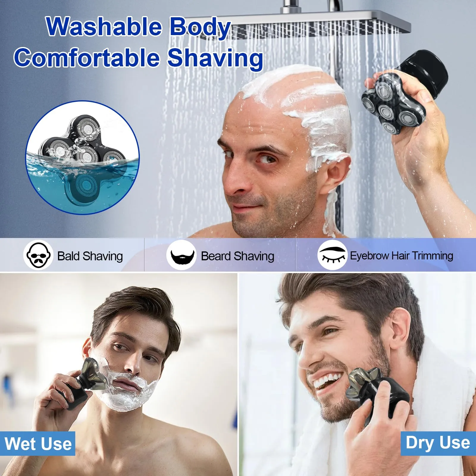 5 Blade Replacement Shaver heads compatible with Skull Shaver for Pitbull Gold PRO/Pitbull Platinum Pro Shaver Heads
