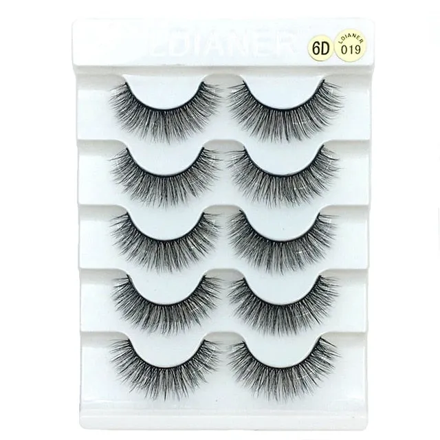 5 Pairs 3D  False Eyelashes Wispies Fluffies Drama Eyelashes Natural Long Soft Handmade Cruelty-free Black Lashes