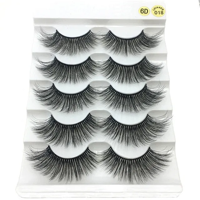 5 Pairs 3D  False Eyelashes Wispies Fluffies Drama Eyelashes Natural Long Soft Handmade Cruelty-free Black Lashes