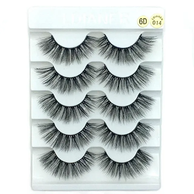 5 Pairs 3D  False Eyelashes Wispies Fluffies Drama Eyelashes Natural Long Soft Handmade Cruelty-free Black Lashes