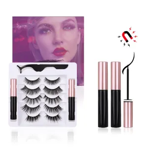 5 Pairs Magnetic Eyelashes with Eyeliner Kit, Natural Look & Glamnetic False Lashes with Applicator