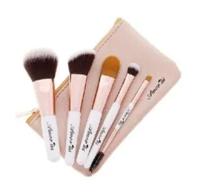 5 piece Makeup Brush Set with Travel Holder