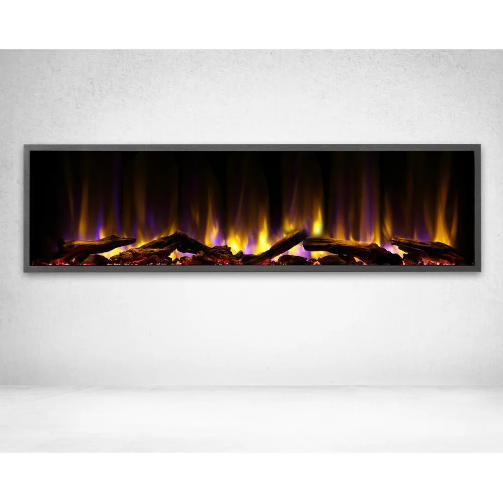 57 in. Harmony Built-in LED Electric Fireplace in Black Trim