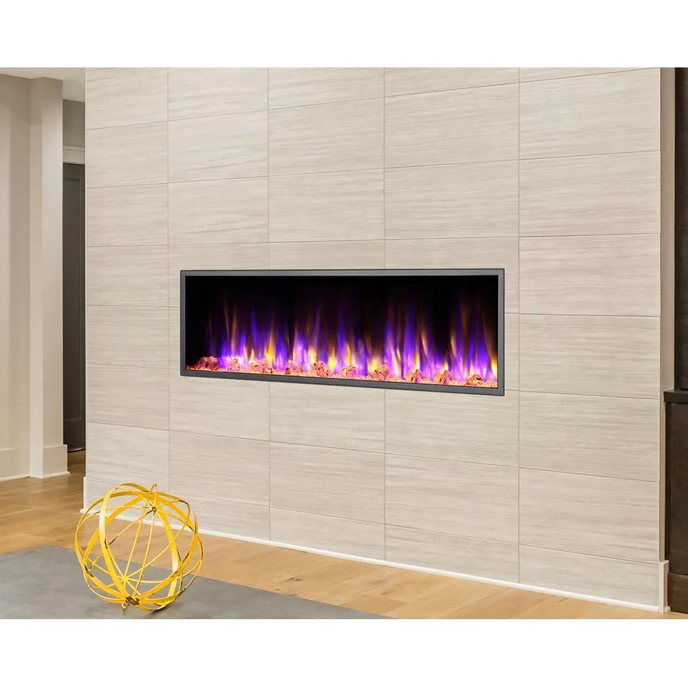 57 in. Harmony Built-in LED Electric Fireplace in Black Trim