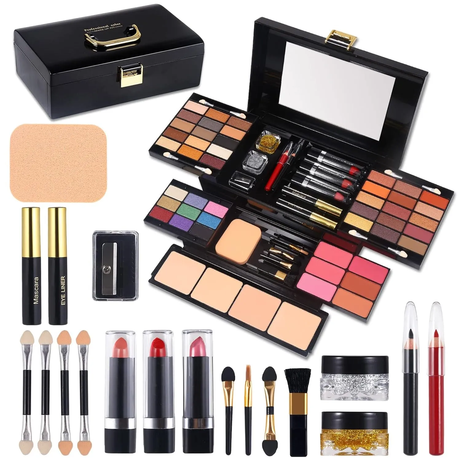 58-Piece All-in-One Professional Makeup Set for Women & Girls - Eyeshadow, Blush, Lipstick & More